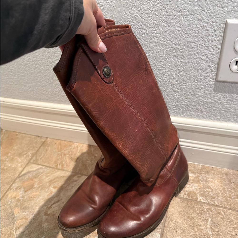 Frye Women's Over-the-Knee Leather Boots in Brown - Picture 4 of 6